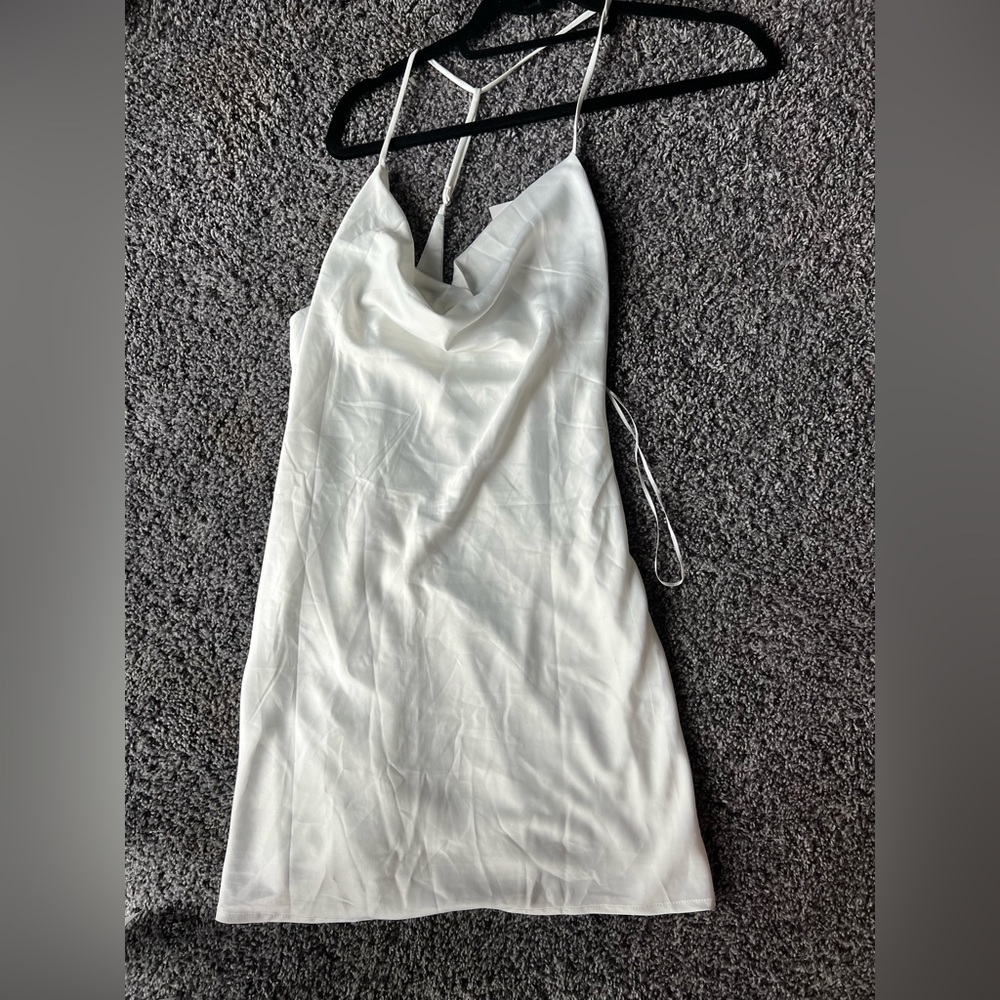 Hello Molly white cowl neck satin dress